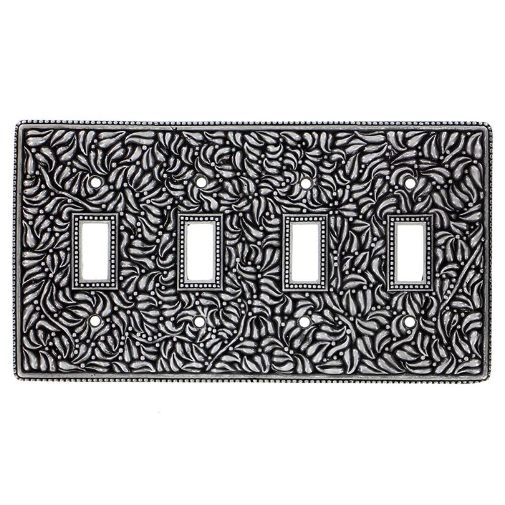 Vicenza WP7008-VP San Michele Wall Plate Quad Toggle in Vintage Pewter