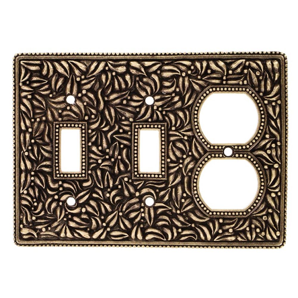 Vicenza WP7015-AB San Michele Wall Plate Double Toggle/Outlet in Antique Brass