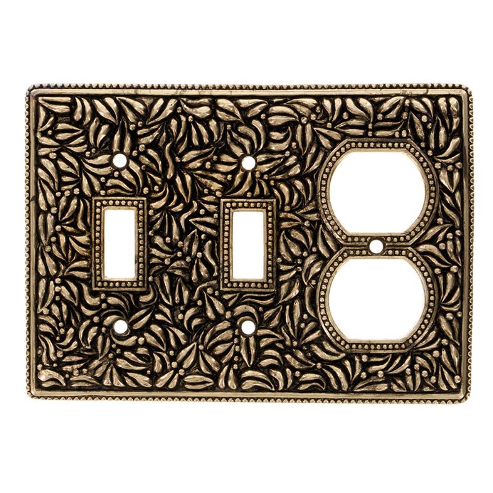 Vicenza WP7015-AG San Michele Wall Plate Double Toggle/Outlet in Antique Gold