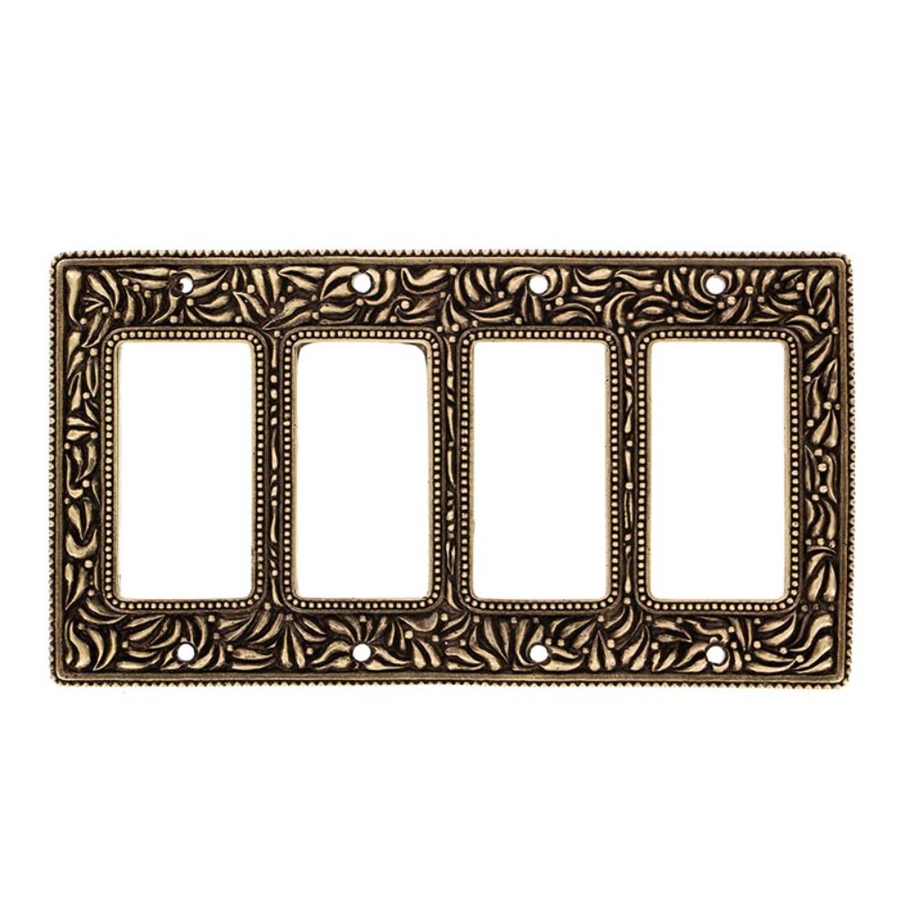 Vicenza WP7016-AB San Michele Wall Plate Quad Dimmer in Antique Brass