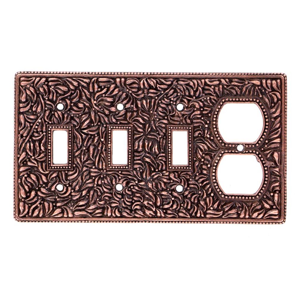 Vicenza WP7017-AC San Michele Wall Plate Triple Toggle/Outlet in Antique Copper