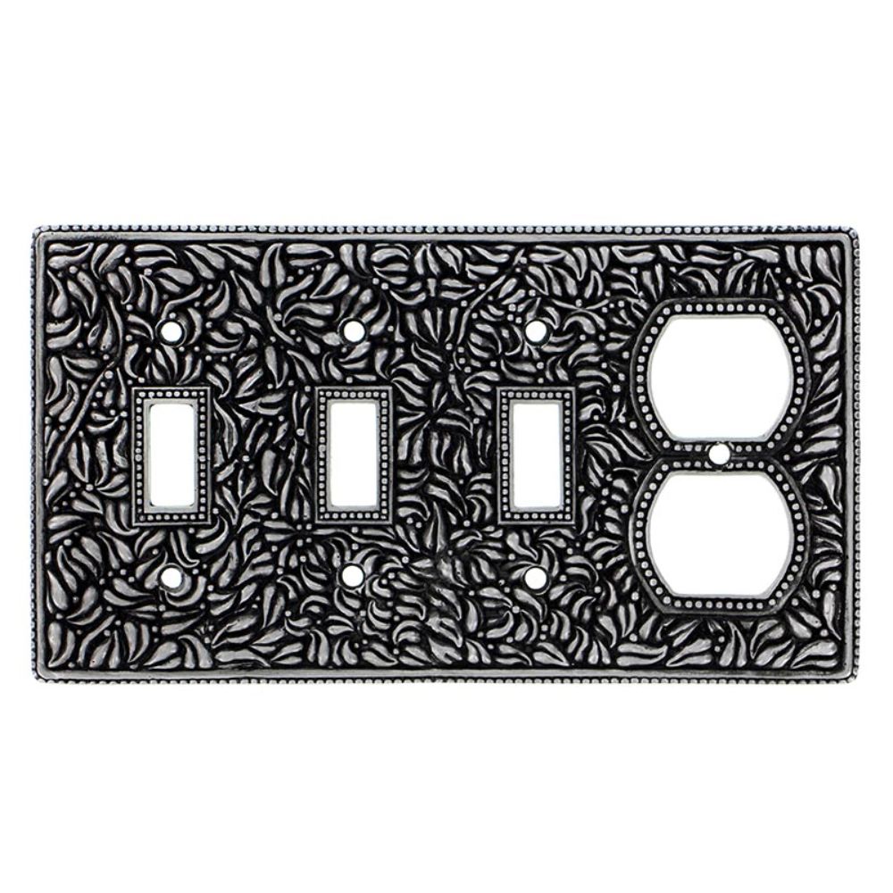 Vicenza WP7017-AN San Michele Wall Plate Triple Toggle/Outlet in Antique Nickel