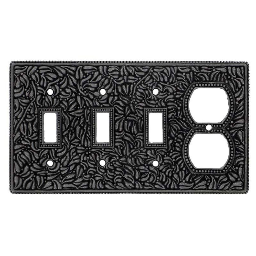 Vicenza WP7017-GM San Michele Wall Plate Triple Toggle/Outlet in Gunmetal