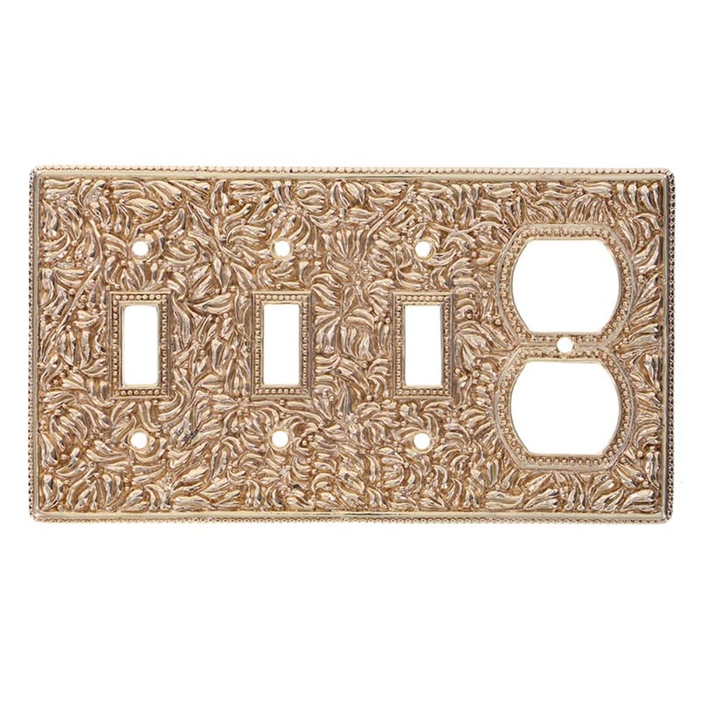 Vicenza WP7017-PG San Michele Wall Plate Triple Toggle/Outlet in Polished Gold