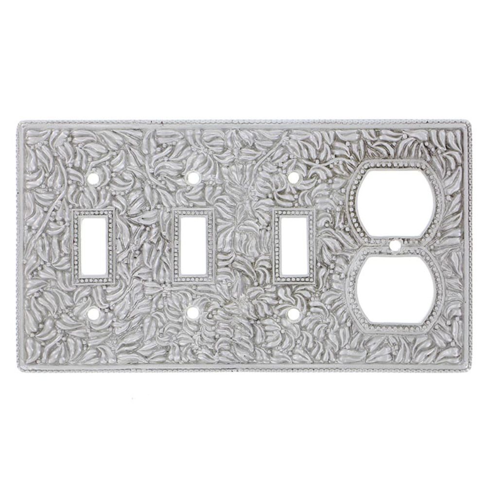 Vicenza WP7017-SN San Michele Wall Plate Triple Toggle/Outlet in Satin Nickel