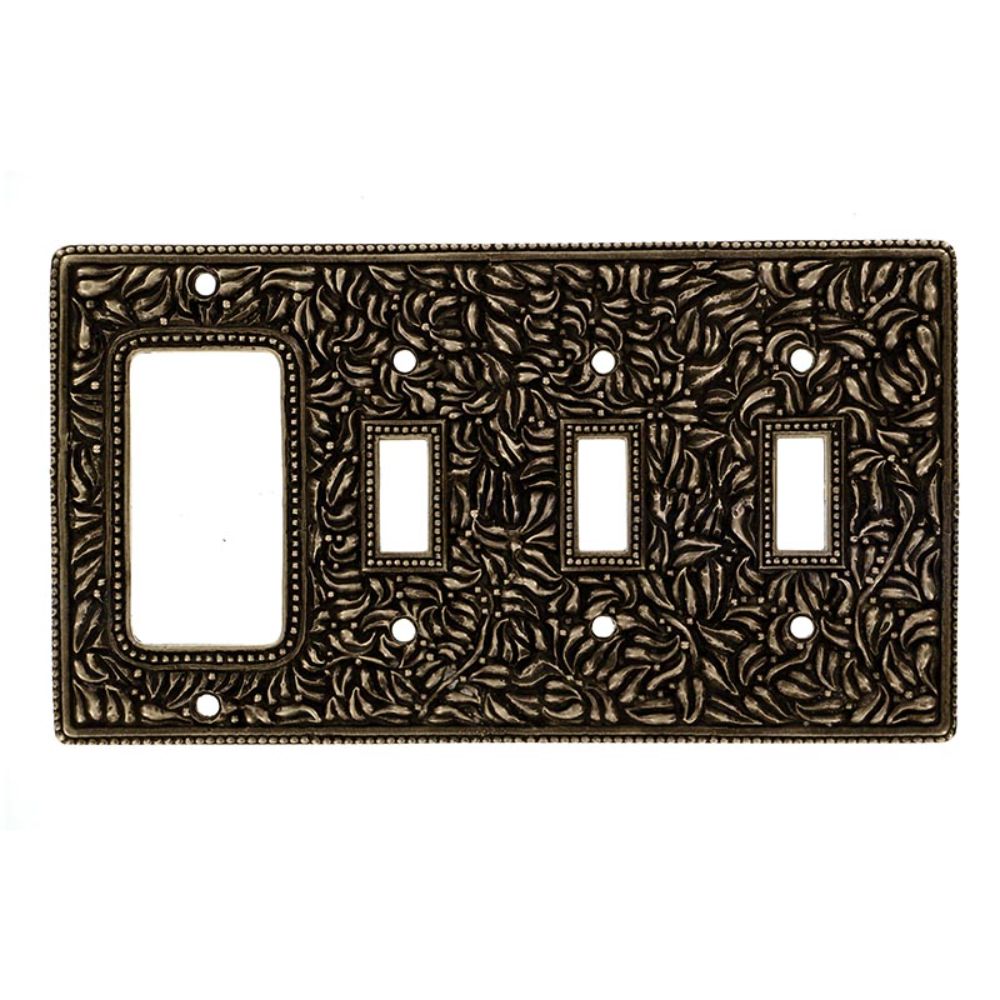 Vicenza WP7018-AB San Michele Wall Plate Triple Toggle/Dimmer in Antique Brass