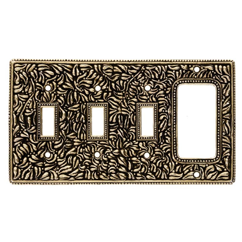 Vicenza WP7018-AG San Michele Wall Plate Triple Toggle/Dimmer in Antique Gold