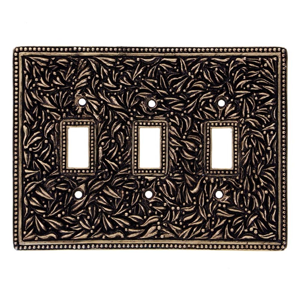 Vicenza WPJ7007-AG San Michele Wall Plate Jumbo Triple Toggle in Antique Gold