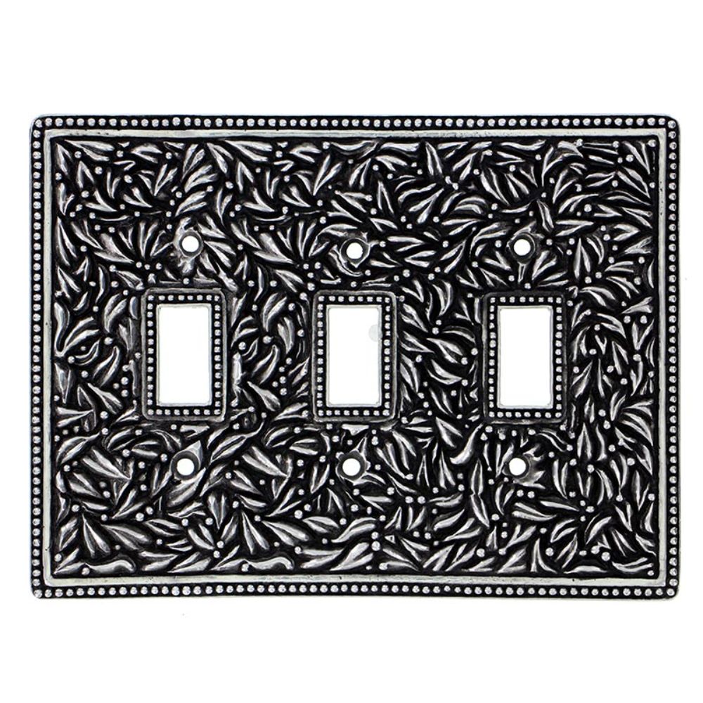 Vicenza WPJ7007-AS San Michele Wall Plate Jumbo Triple Toggle in Antique Silver