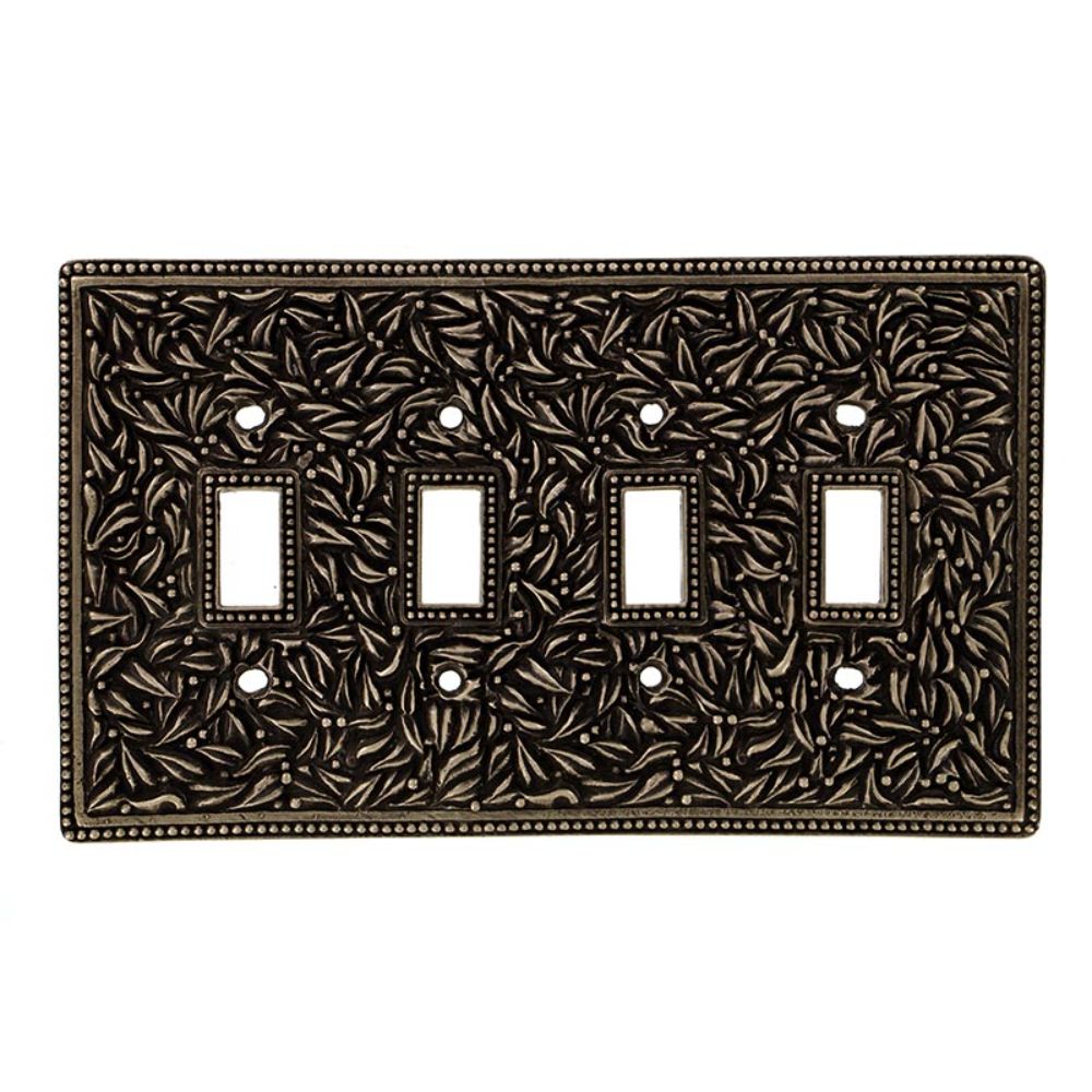 Vicenza WPJ7008-AB San Michele Wall Plate Jumbo Quad Toggle in Antique Brass