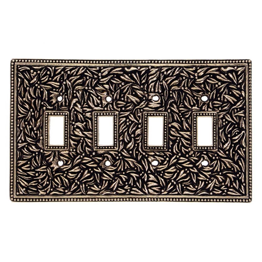 Vicenza WPJ7008-AG San Michele Wall Plate Jumbo Quad Toggle in Antique Gold