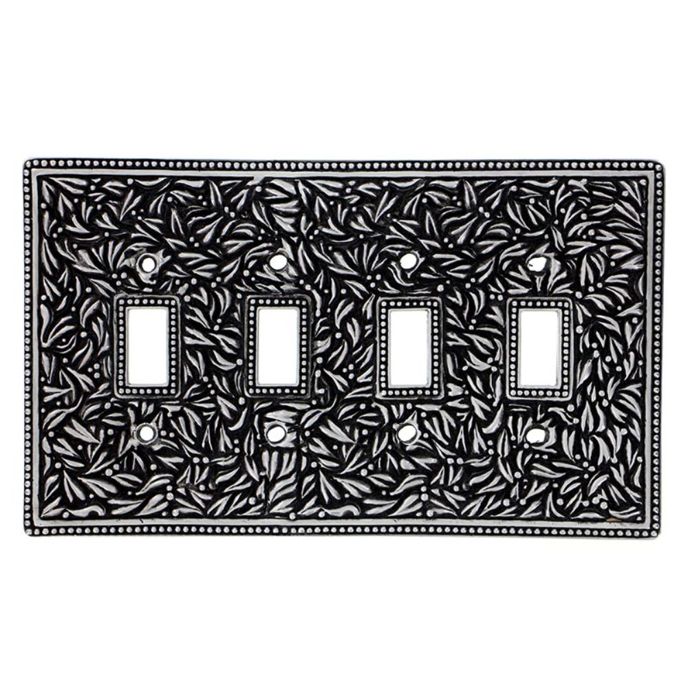 Vicenza WPJ7008-AN San Michele Wall Plate Jumbo Quad Toggle in Antique Nickel