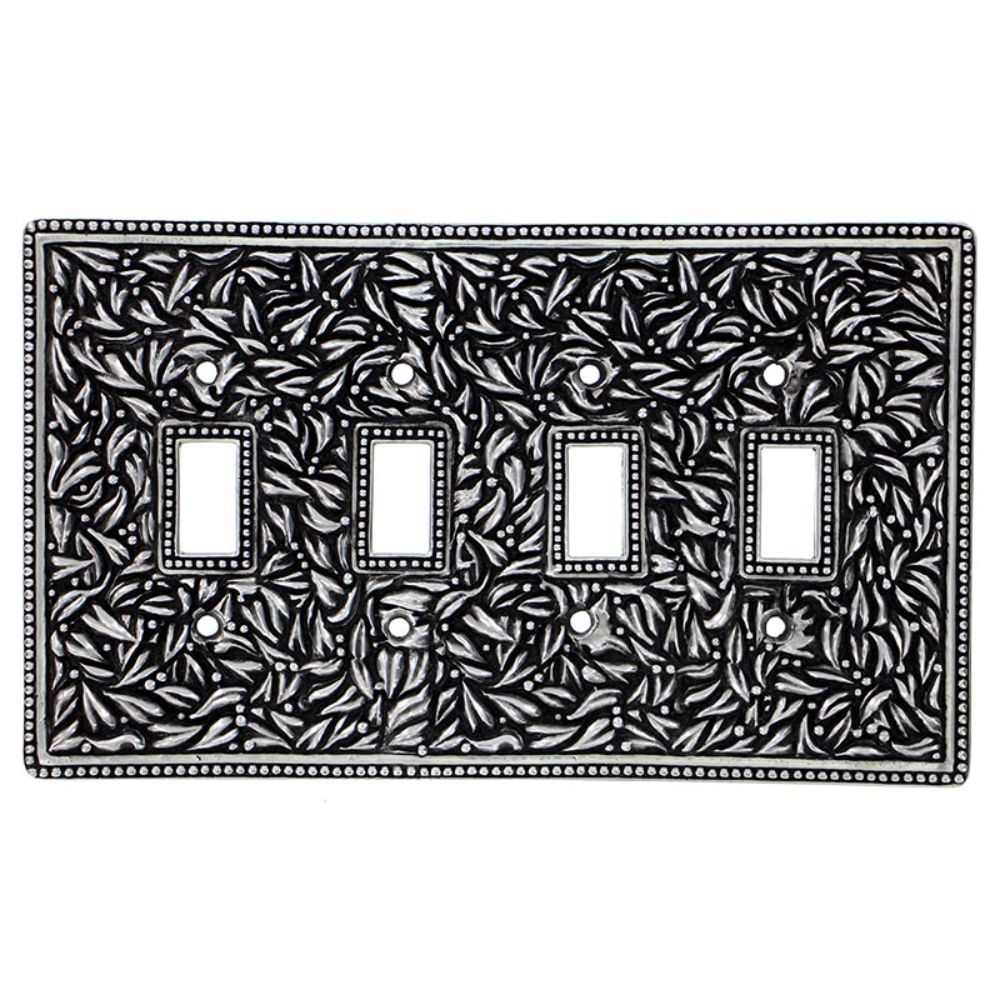 Vicenza WPJ7008-AS San Michele Wall Plate Jumbo Quad Toggle in Antique Silver