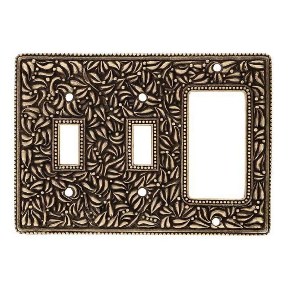 Vicenza WPJ7012-AB San Michele Wall Plate Jumbo Double Toggle/Dimmer in Antique Brass