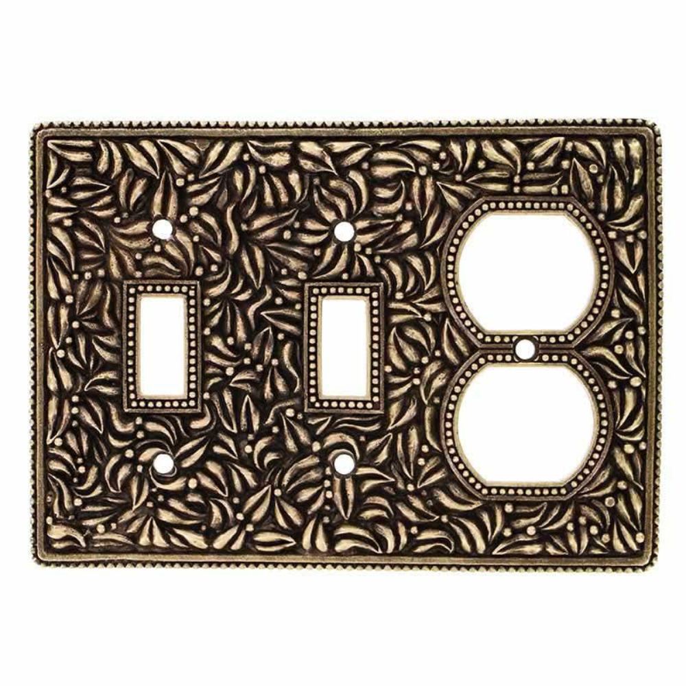 Vicenza WPJ7015-AB San Michele Wall Plate Jumbo Double Toggle/Outlet in Antique Brass