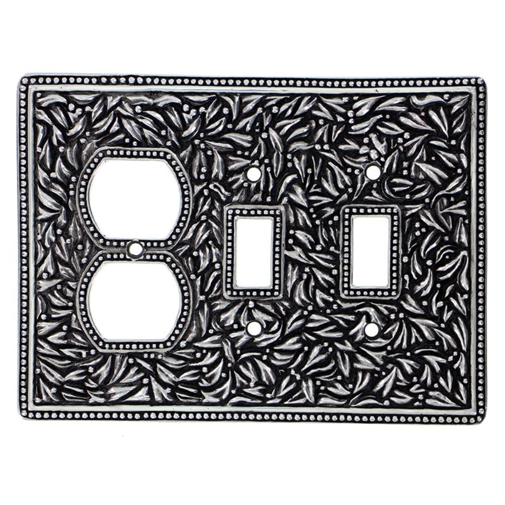 Vicenza WPJ7015-AS San Michele Wall Plate Jumbo Double Toggle/Outlet in Antique Silver