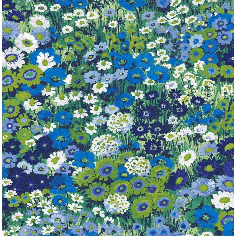 NextWall NW46102 Floral Meadow Wallpaper in Bright Blue & Sap Green