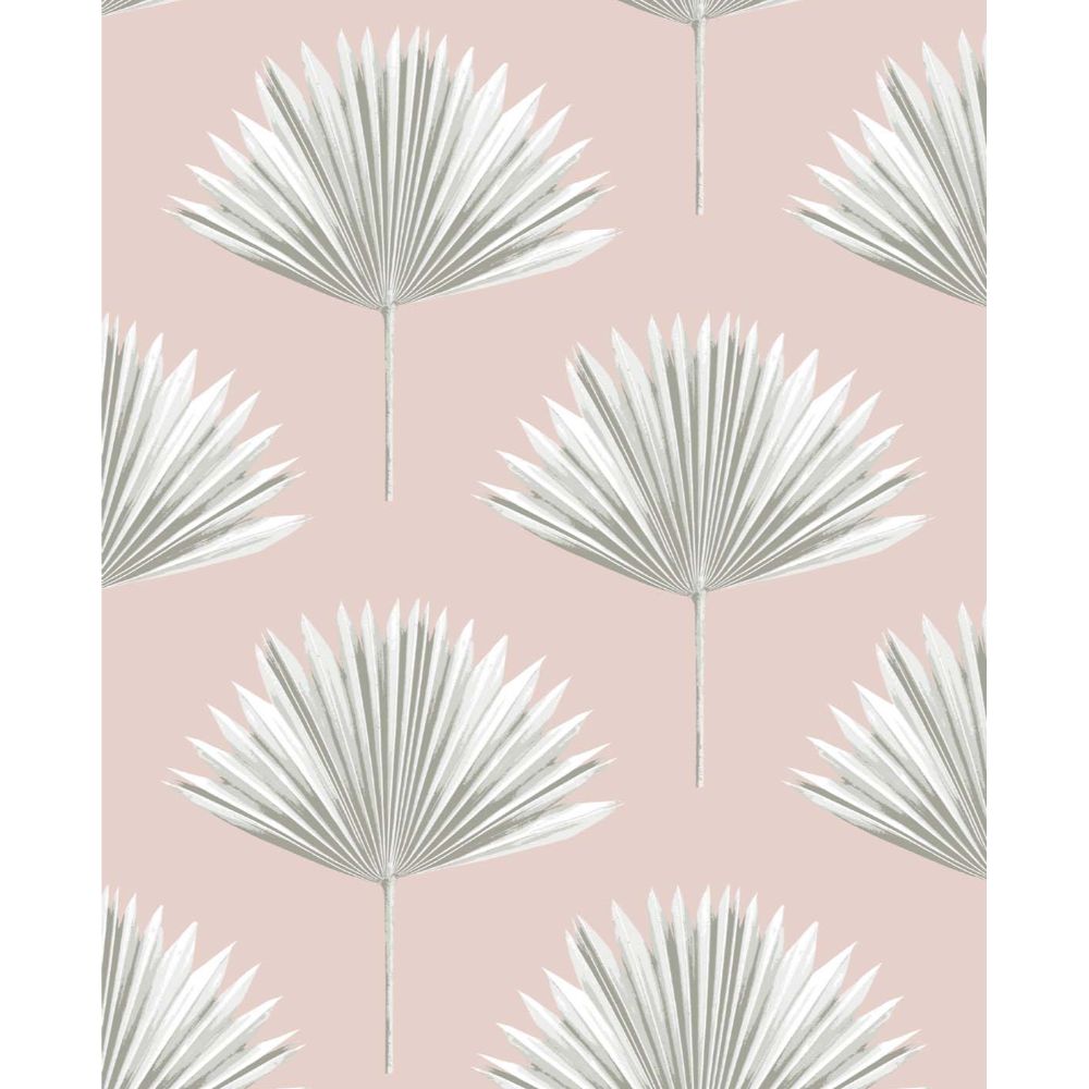 NextWall NW46501 Tropical Fan Palm Wallpaper in Pink Mist