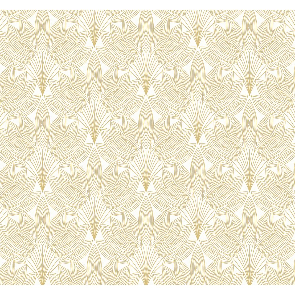 NextWall NW47305 Peacock Leaves Wallpaper in Metallic Gold