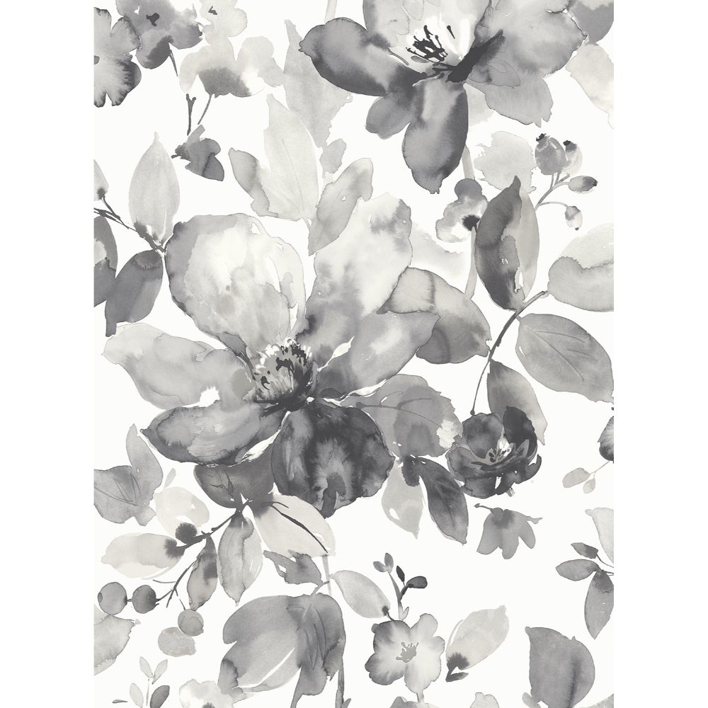 NextWall NW47800 Watercolor Flower Wallpaper in Inkwell