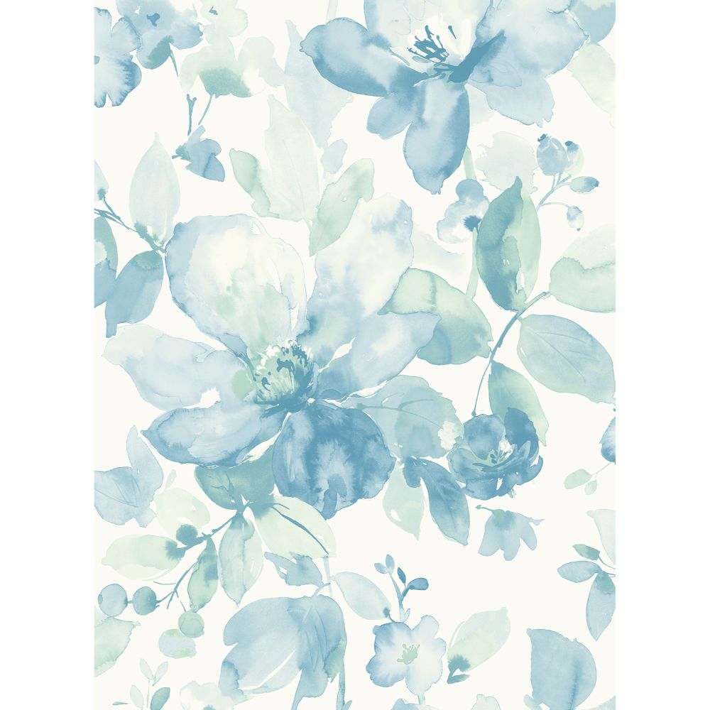 NextWall NW47804 Watercolor Flower Wallpaper in Seaglass