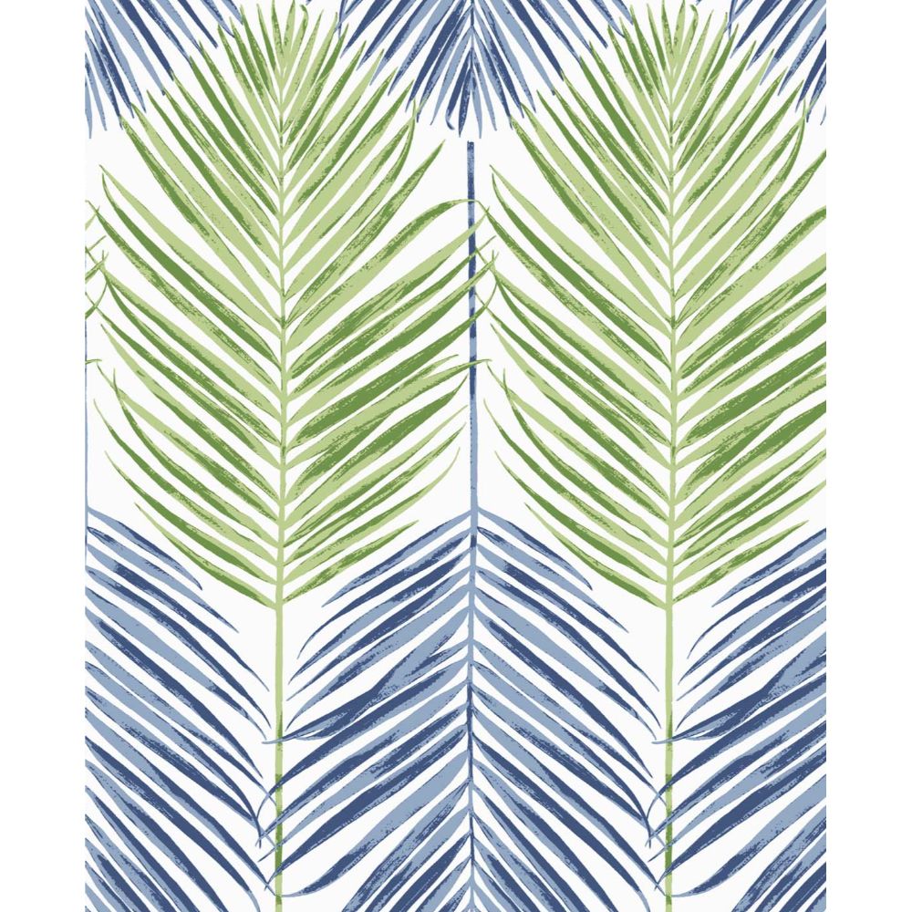 NextWall NW47904 Two Toned Palm Wallpaper in Coastal Blue & Fern Green