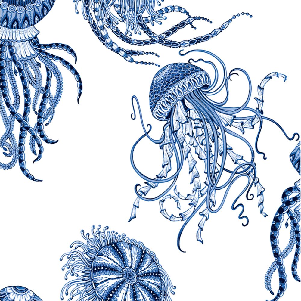NextWall NW48402 Jellyfish Wallpaper in Blue Sapphire
