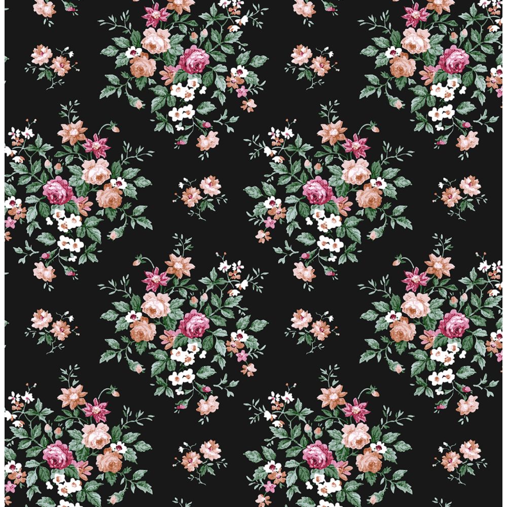 NextWall NW50500 Floral Bunches Wallpaper in Ebony