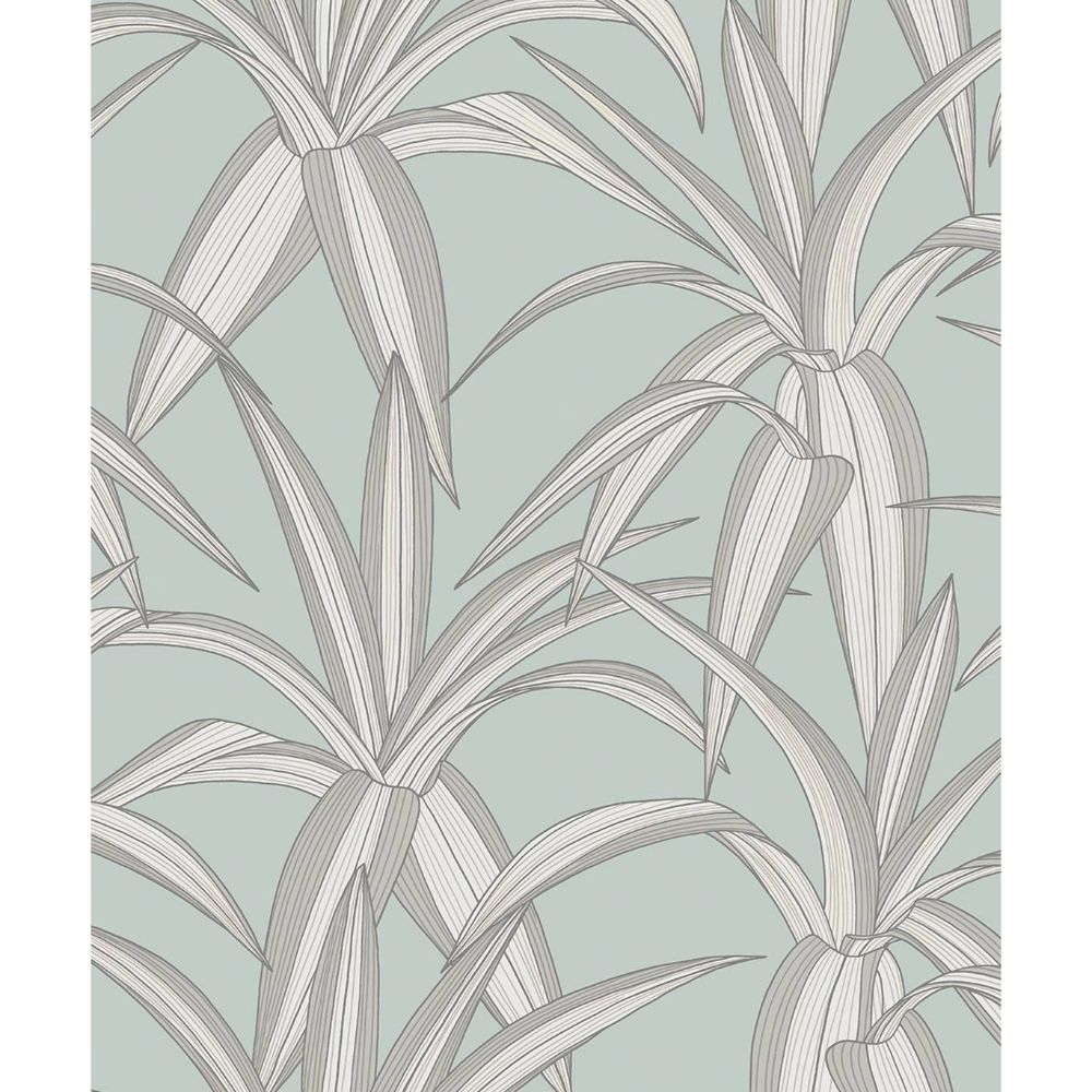 NextWall NW51702 Tossed Cradle Plant Wallpaper in Blue Mist