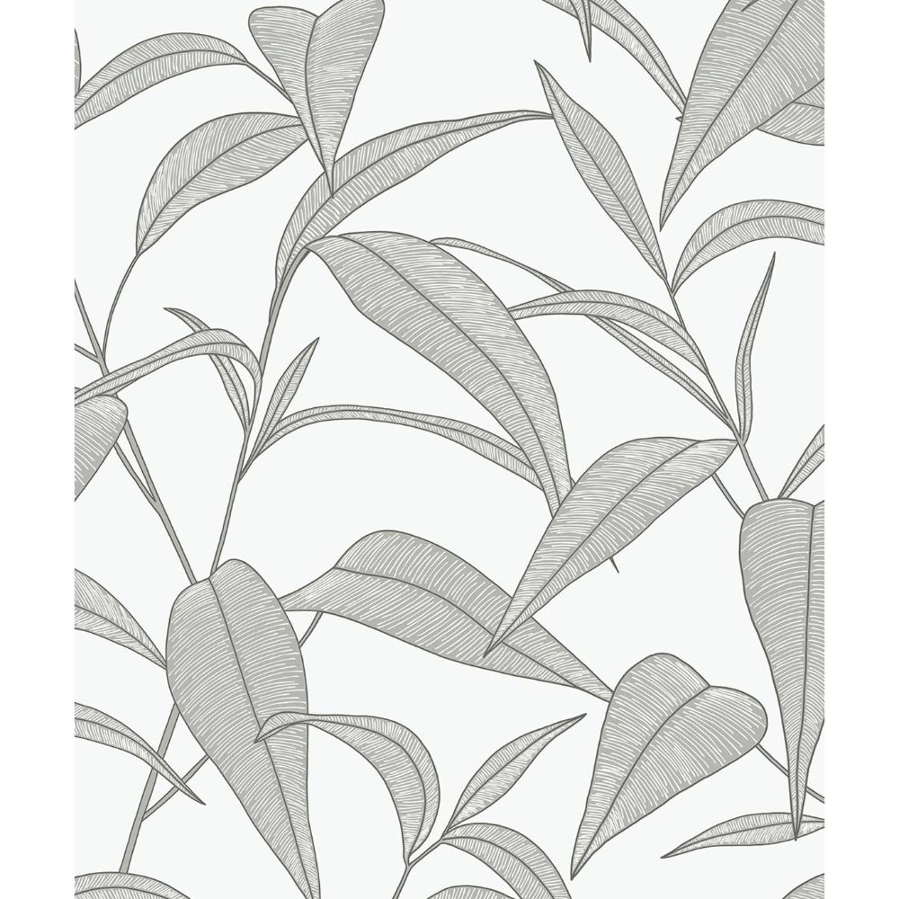 NextWall NW51808 Pinstripe Leaf Trail Wallpaper in Greystone