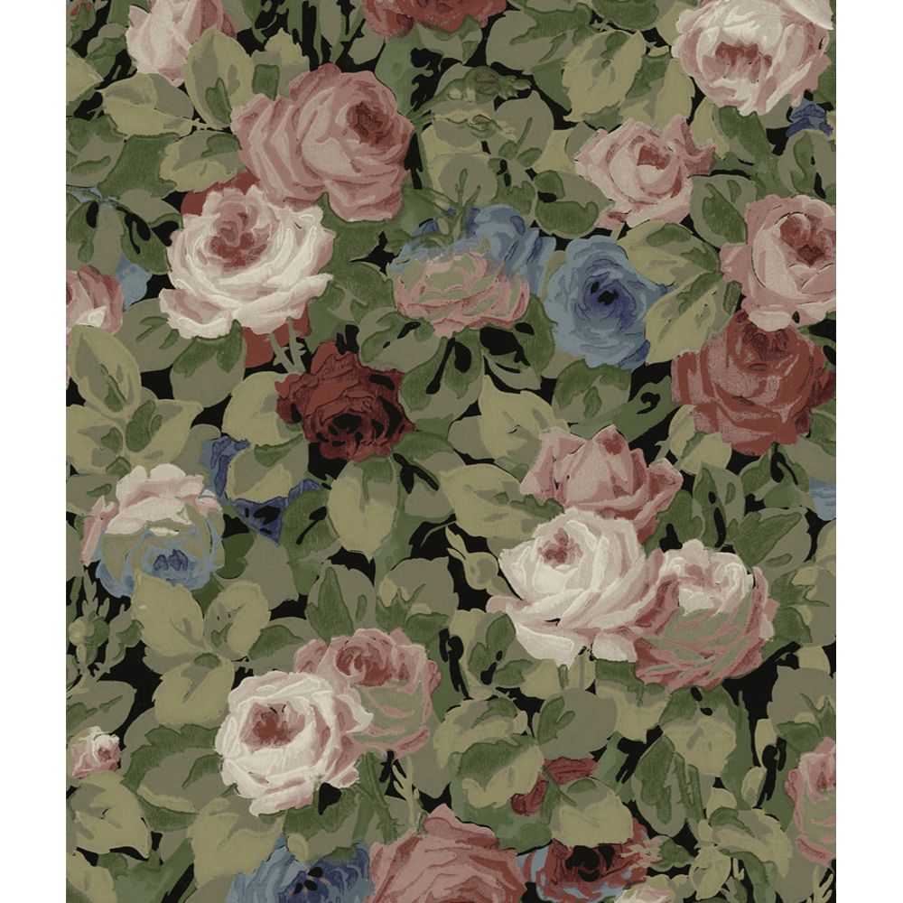 NextWall NW52411 Rose Garden Wallpaper in Olive and Wine