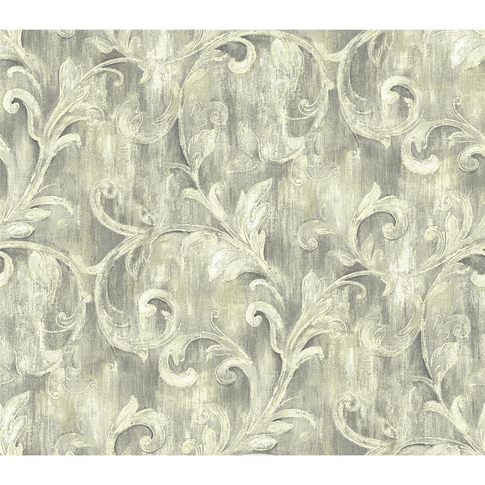 Wallquest AR30100 Nouveau Stucco Scroll Wallpaper in Grey
