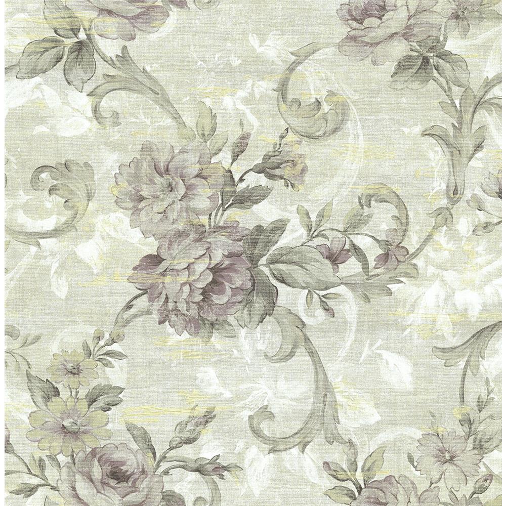 Wallquest AR31209 Nouveau Large Floral Scroll Wallpaper in Neutral