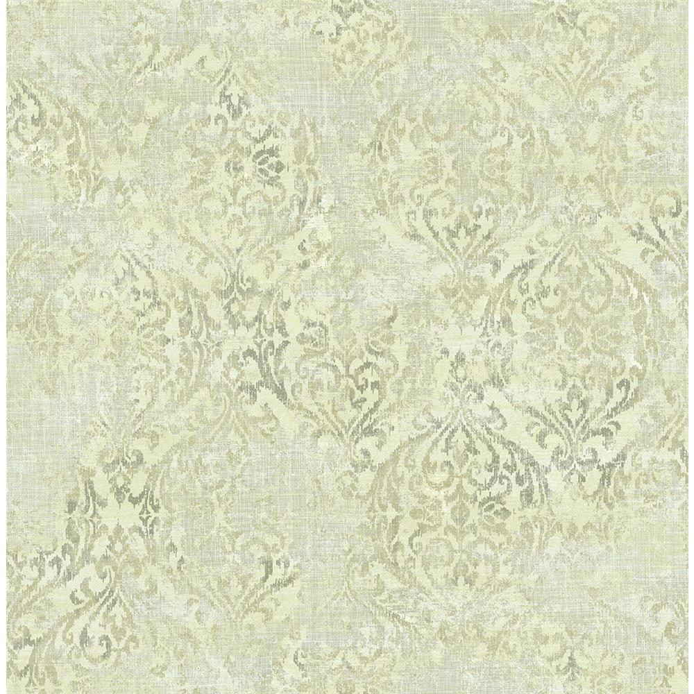 Wallquest AR32000 Nouveau All-Over Damask Wallpaper in Green