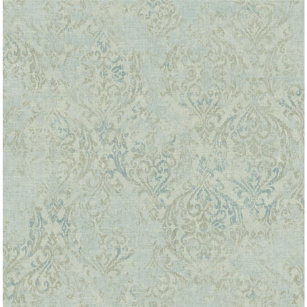 Wallquest AR32002 Nouveau All-Over Damask Wallpaper in Green