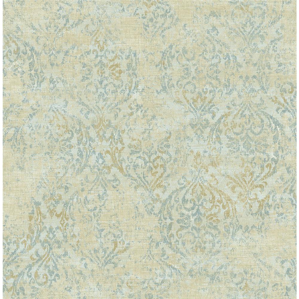 Wallquest AR32003 Nouveau All-Over Damask Wallpaper in Green
