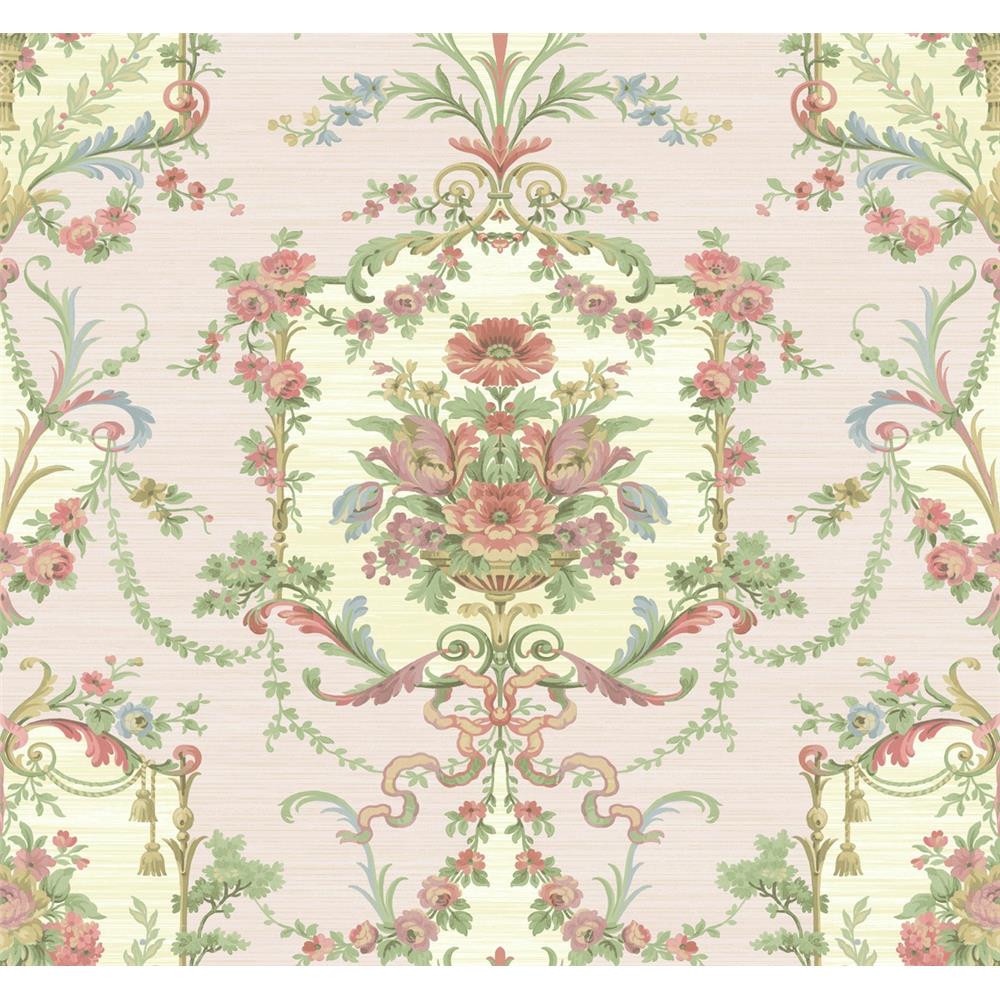 Wallquest BM60001 Balmoral Brandi Floral Wallpaper in Pink