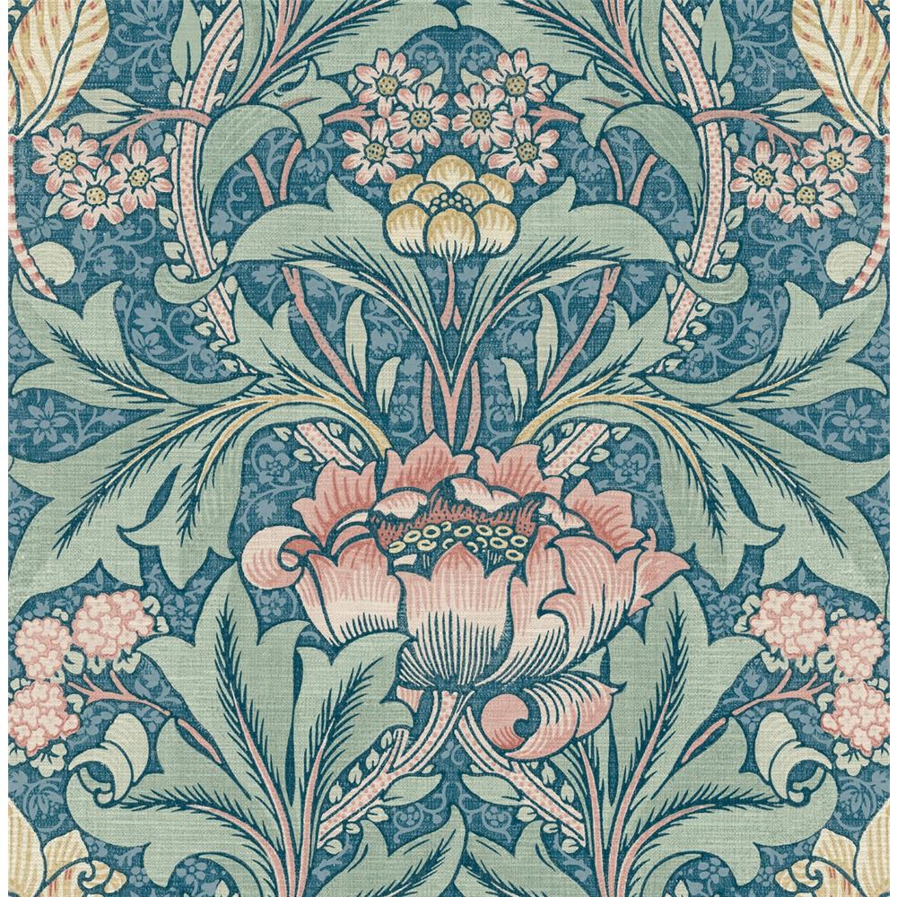 Wallquest BM60102 Balmoral Laura Floral Wallpaper in Blue