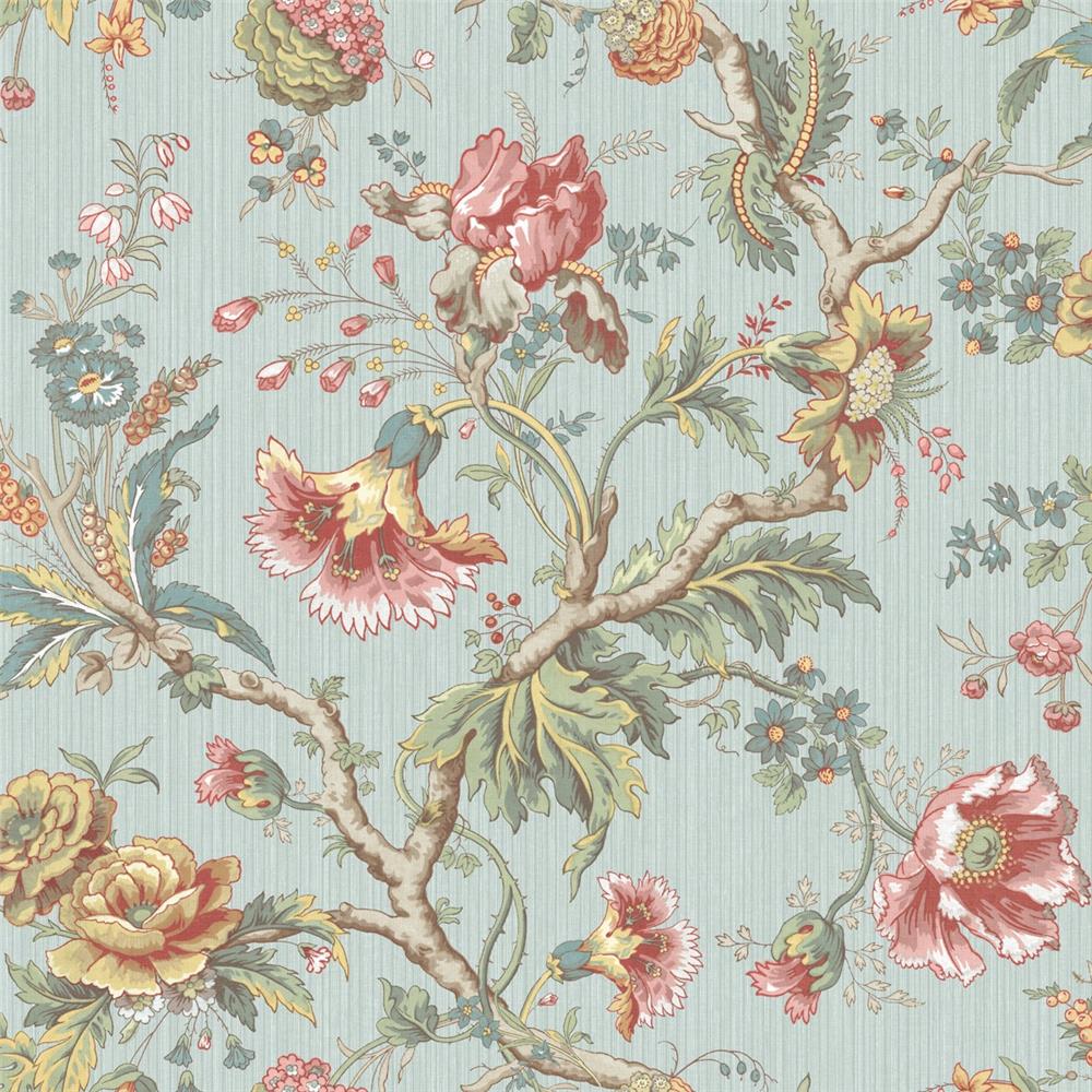 Wallquest BM60402 Balmoral Amy Floral Wallpaper in Blue