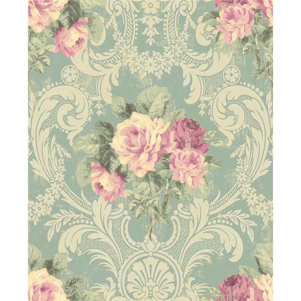Wallquest BM61104 Balmoral Bethany Floral Wallpaper in Green