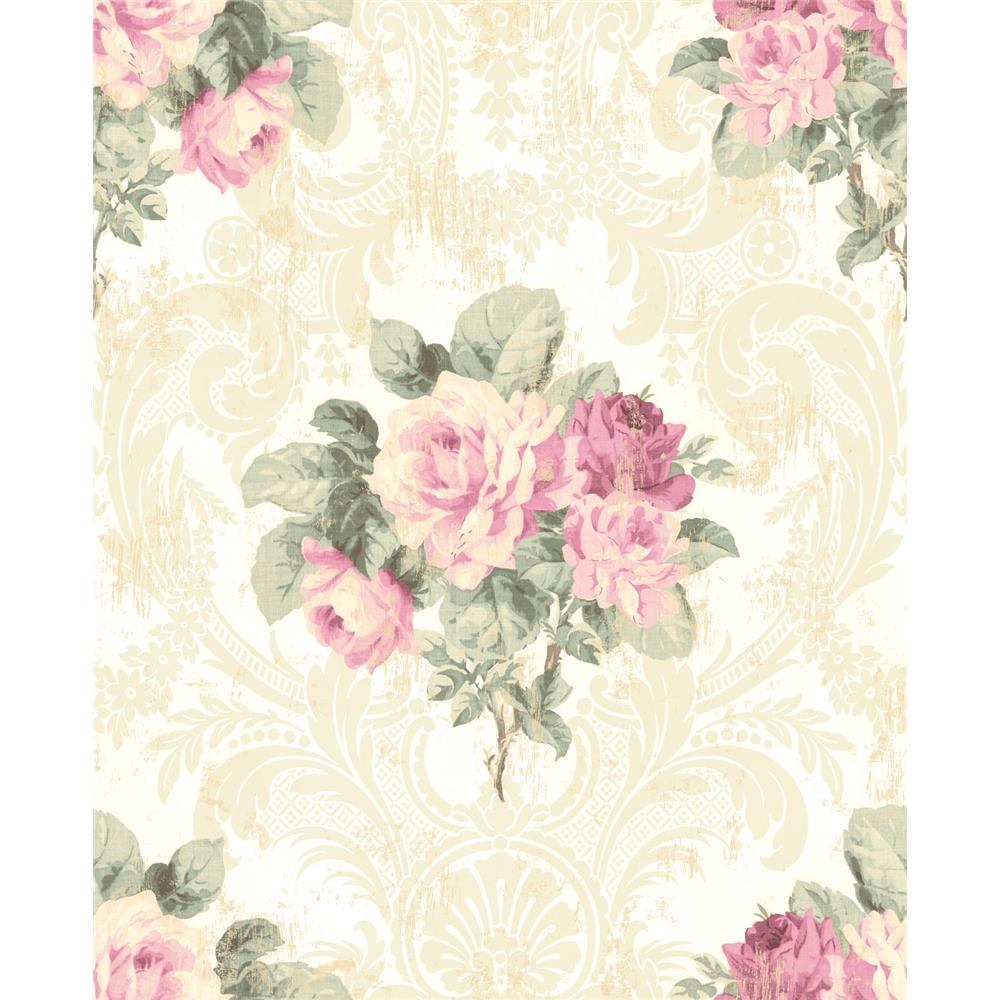 Wallquest BM61105 Balmoral Bethany Floral Wallpaper in Pink