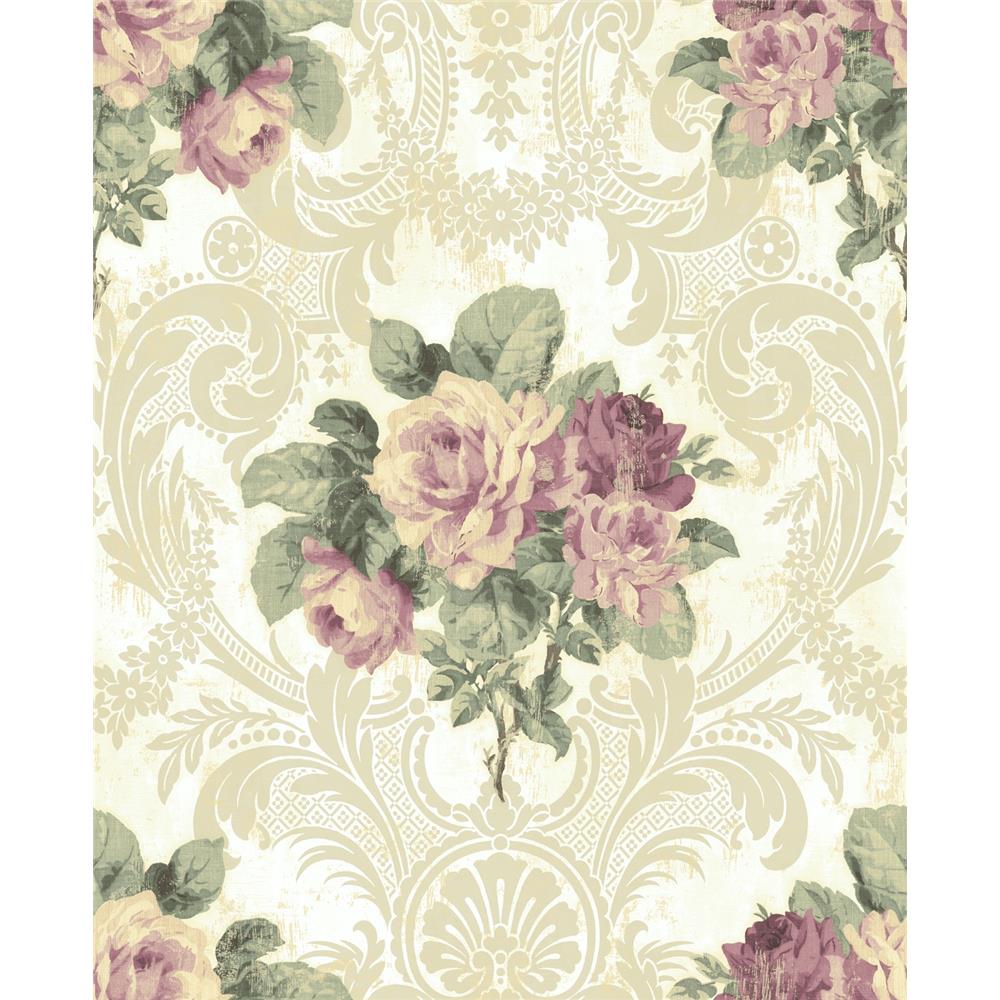 Wallquest BM61109 Balmoral Bethany Floral Wallpaper in Purple