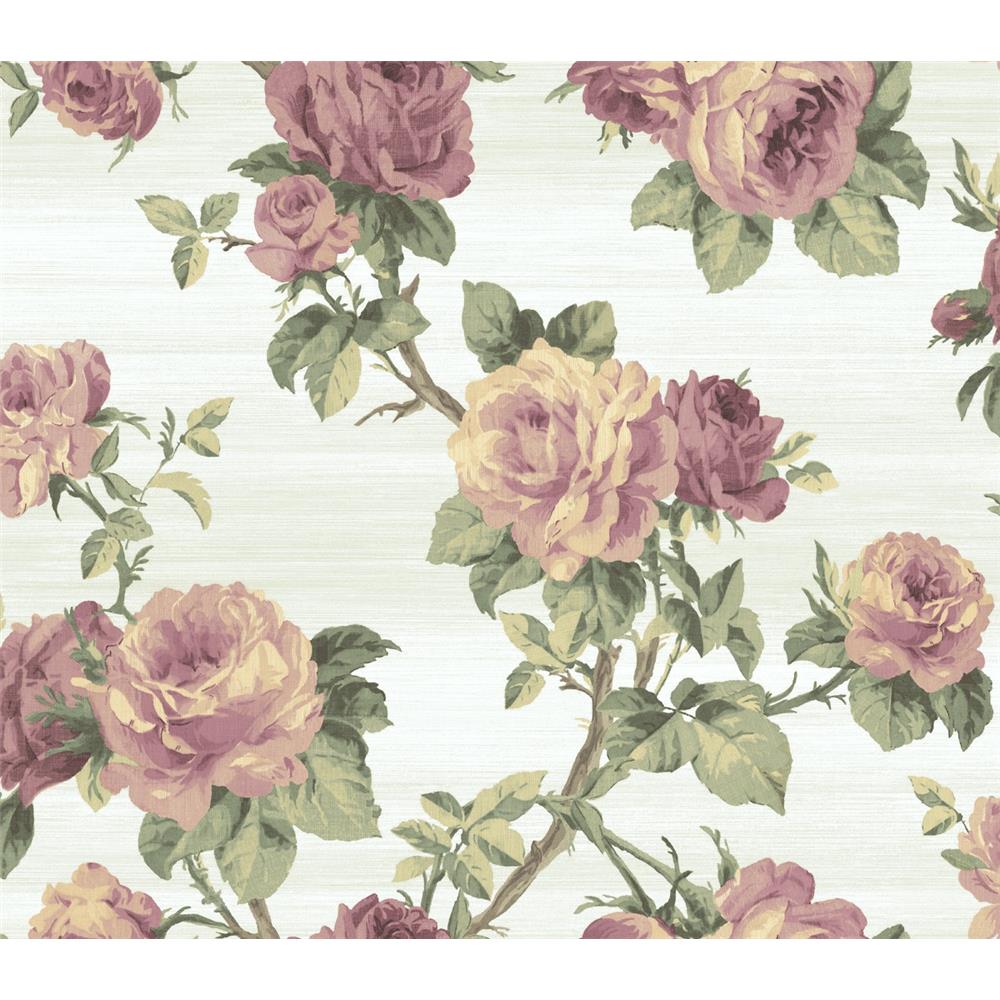 Wallquest BM61205 Balmoral Rose Vine Floral Wallpaper in Green