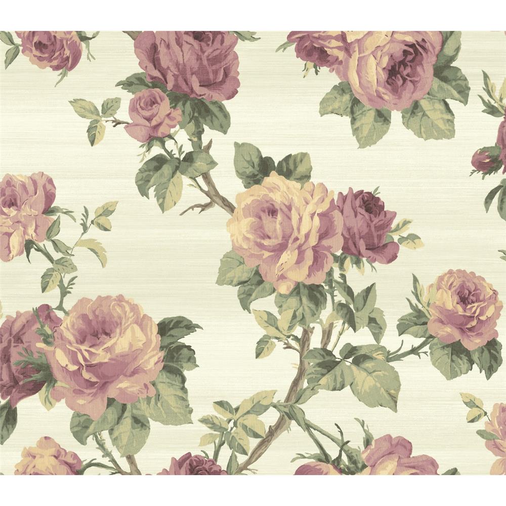 Wallquest BM61219 Balmoral Rose Vine Floral Wallpaper in Green