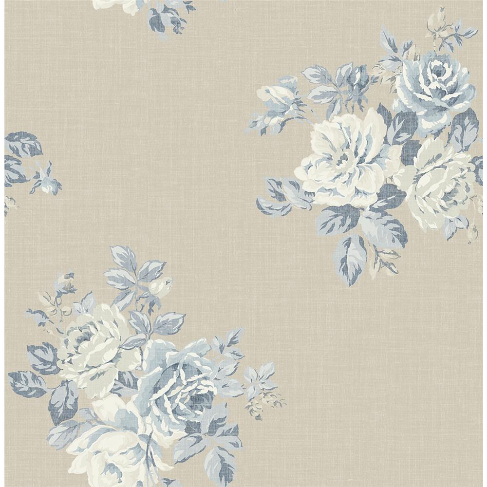 Wallquest FG70007 Flora Rose Bouquet Wallpaper in Brown
