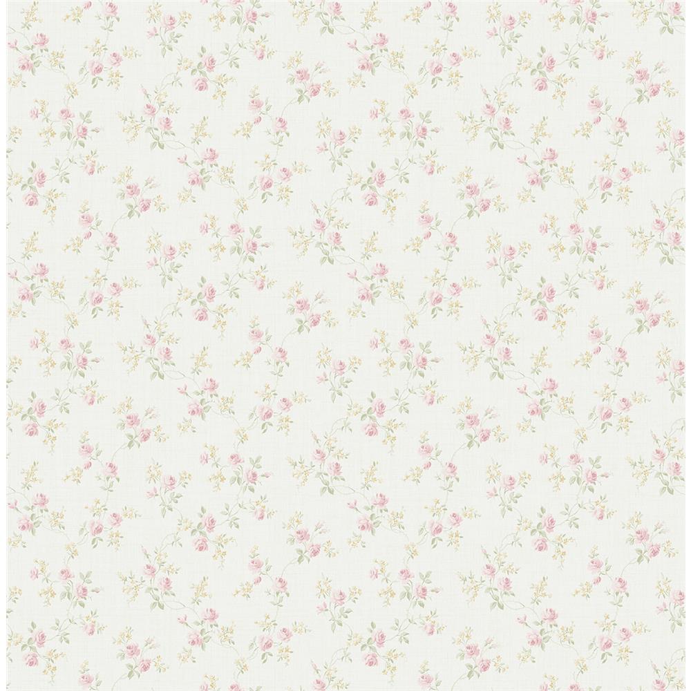 Wallquest FG70101 Flora Petite Rose Wallpaper in White