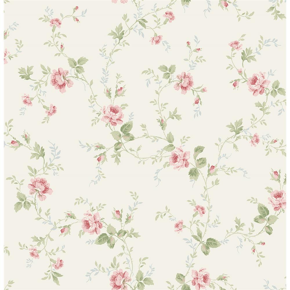 Wallquest FG70601 Flora All-Over Floral Wallpaper in Pink