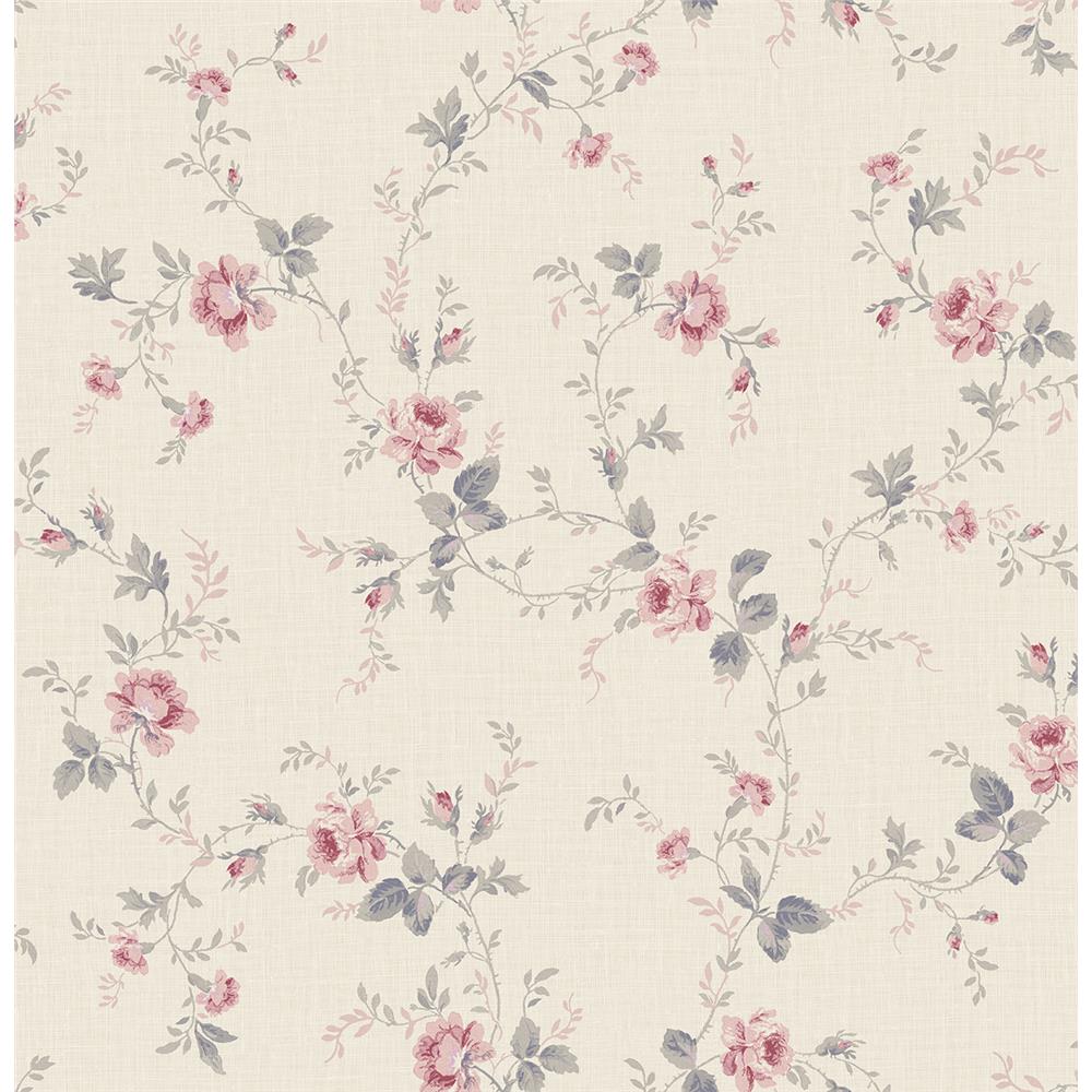 Wallquest FG70609 Flora All-Over Floral Wallpaper in Beige