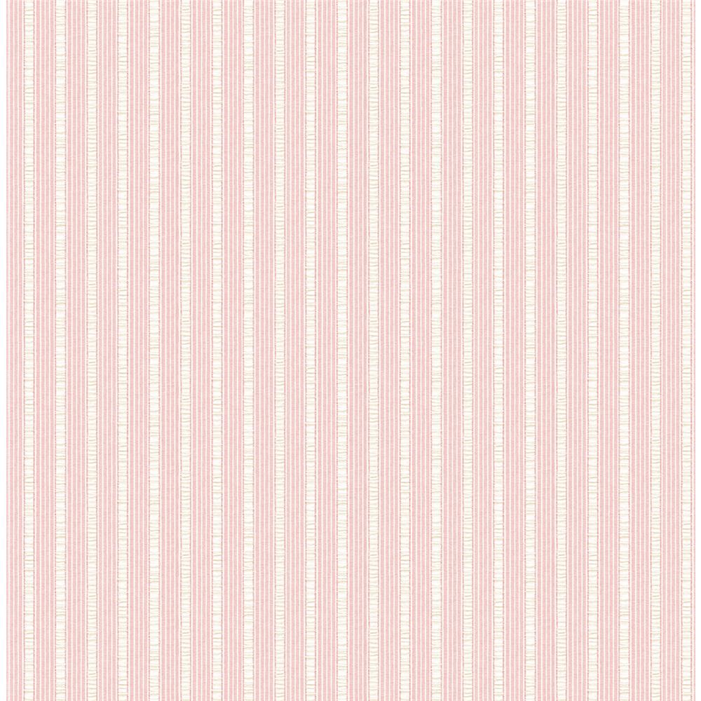 Wallquest FG70701 Flora Fabric Stripe Wallpaper in Pink