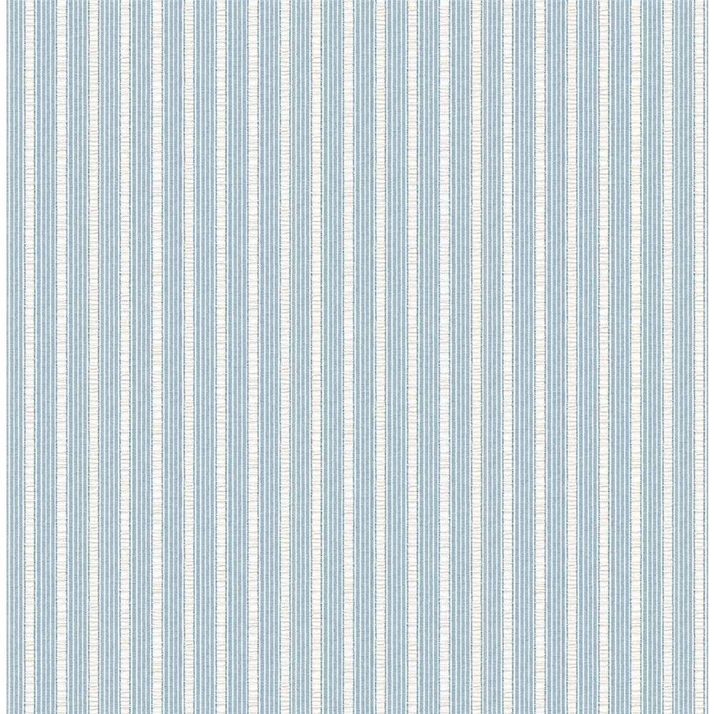 Wallquest FG70702 Flora Fabric Stripe Wallpaper in Blue